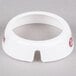 A white plastic Tablecraft salad dressing dispenser collar with maroon lettering.