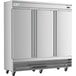 An Avantco stainless steel reach-in freezer with solid doors.