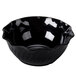 A black Cambro swirl bowl with wavy edges.