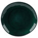 A dark green GET Cosmo melamine plate with white edges.