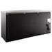 A black rectangular Avantco back bar refrigerator with a silver rectangular top.