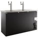 A black rectangular Avantco beer dispenser with two silver taps.