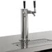 A black Avantco UDD-60-HC beer dispenser with two silver metal taps.