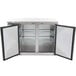 An Avantco stainless steel back bar refrigerator with two solid doors open.