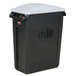 A black Rubbermaid Slim Jim trash can with a light gray lid.