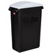 A black Rubbermaid Slim Jim rectangular trash can with a light gray lid.