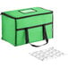 A green Choice insulated food delivery bag with black straps.