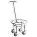 An Avantco stainless steel cart with wheels and a handle.