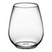 A clear Visions plastic stemless wine sampler glass.