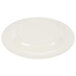A white Kanello melamine plate with a wide rim and a Kanello orange edge.