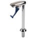 A T&S chrome and blue deck mounted glass filler faucet with a blue handle.