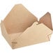 A Kraft paper take-out box with a folded triangular top.