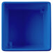 A cobalt blue square bowl with a white interior and straight sides.