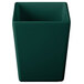 A hunter green square container with a white lid.
