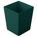 A Tablecraft hunter green square container with a lid.
