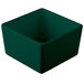 A dark green square Tablecraft bowl with a lid.
