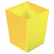 A yellow square Tablecraft Contemporary Collection bowl.