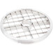 A silver stainless steel circular Hobart dicing grid with 1" grids.