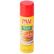A can of PAM Canola Release Spray with a label on a white background.