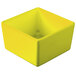 A yellow square Tablecraft bowl with a lid.