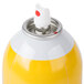 A yellow spray can with a white top.