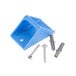 A white Vollrath Safety Mate hanging bracket with blue screws.