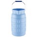 A blue plastic Vollrath Traex ice tote with a handle.