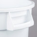 A white Rubbermaid ProServe "ICE ONLY" BRUTE container with a lid and handle.