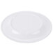 A Kanello white melamine plate with a wide rim and Kanello orange edge.