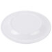 A GET Kanello white melamine plate with a round edge and a Kanello yellow rim on a white background.