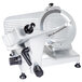 A silver Globe G14 meat slicer with a metal blade.
