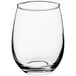 A clear glass Acopa stemless wine glass.