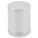 A silver cylinder with a round cap on a white background.
