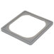 A grey silicone band for a stainless steel steam table pan with a white background.