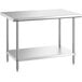 A stainless steel Regency work table with an undershelf.
