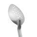 A close-up of a Vollrath perforated stainless steel basting spoon.