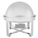 A Vollrath Avenger round chafer with a metal base.