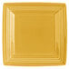 A yellow square Tuxton Concentrix plate with a white center.