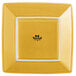 A yellow square Tuxton Concentrix china plate.