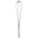A Vollrath stainless steel whisk with a handle on a white background.