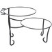 An American Metalcraft black metal two-tier round display stand with round shelves.