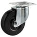 A set of four black and silver casters for a Cooking Performance Group range plate.