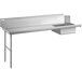 A Regency stainless steel dishtable with a left drainboard, sink, and shelf.