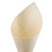 A white paper mini serving cone with a curved edge.