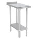 An Advance Tabco stainless steel filler table with undershelf.
