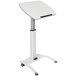 A white Luxor pneumatic adjustable height lectern.