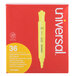 A red box of 36 Universal fluorescent yellow highlighters with a yellow highlighter on the label.