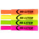A package of three Avery Hi-Liter markers in neon colors.