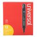 A red box of Universal black chisel tip desk style permanent markers.