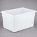 A Rubbermaid white polyethylene food storage box with a lid.
